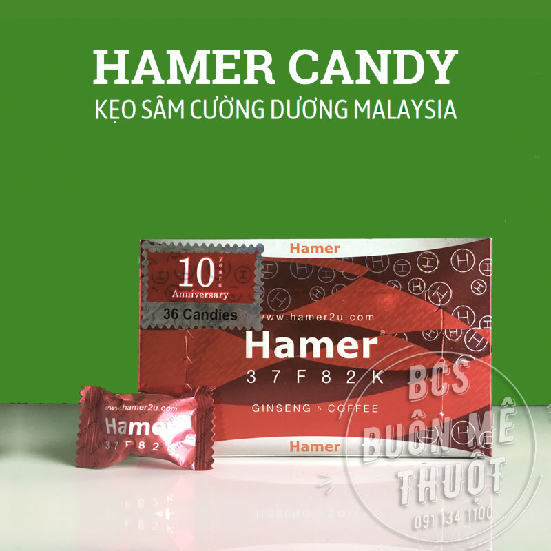 Kẹo sâm Hamer 37F82K hộp 36 viên của Malaysia